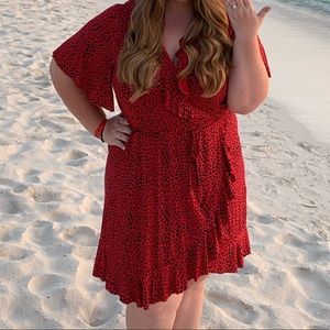 Boohoo Red Dalmatian Print Dress